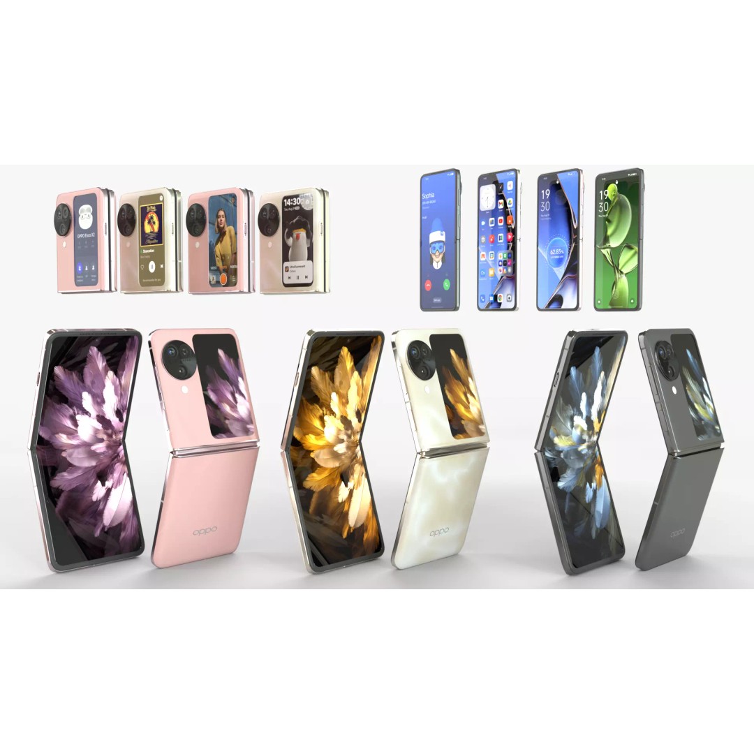 OPPO Find N3 Flip 3D Model – Rigged Animated Phone, FBX, OBJ - View 2