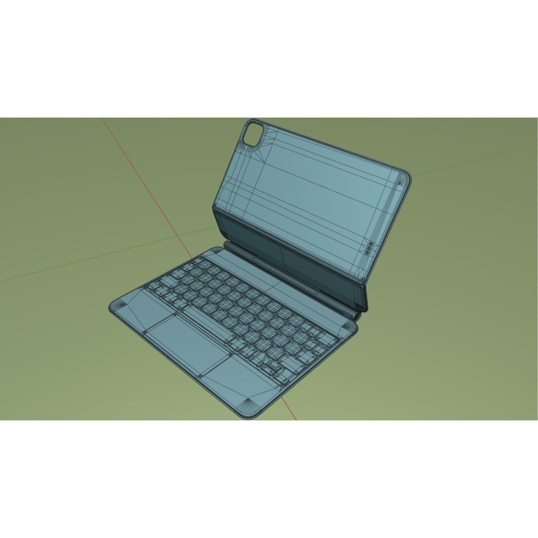Apple iPad Air 2024 3D Model – Starlight Collection with Keyboard & Pencil - View 16