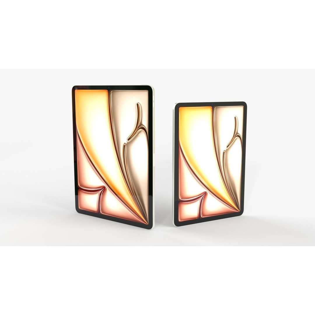 Apple iPad Air 2024 3D Model – Starlight Collection with Keyboard & Pencil - View 7