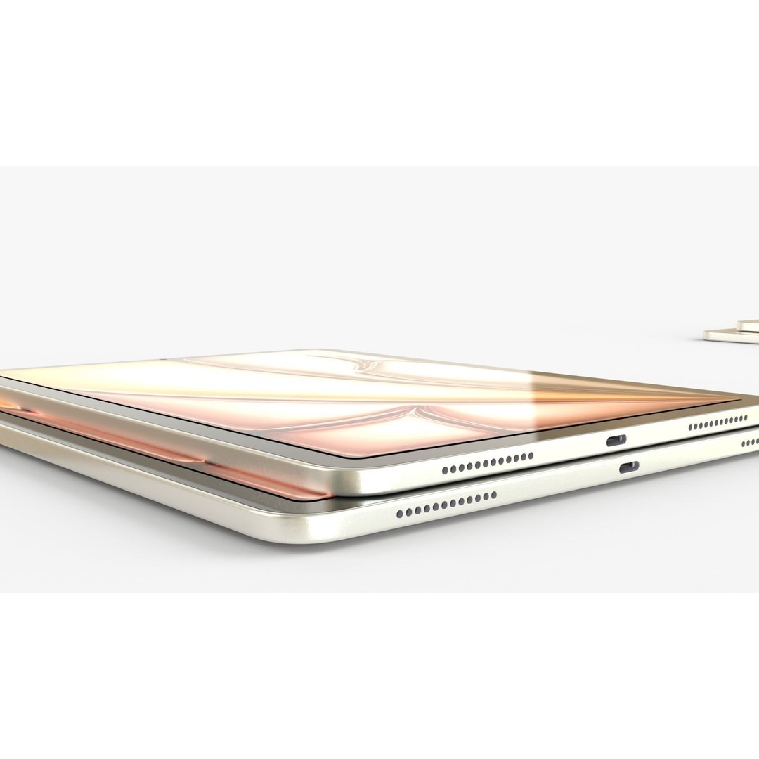 Apple iPad Air 2024 3D Model – Starlight Collection with Keyboard & Pencil - View 9