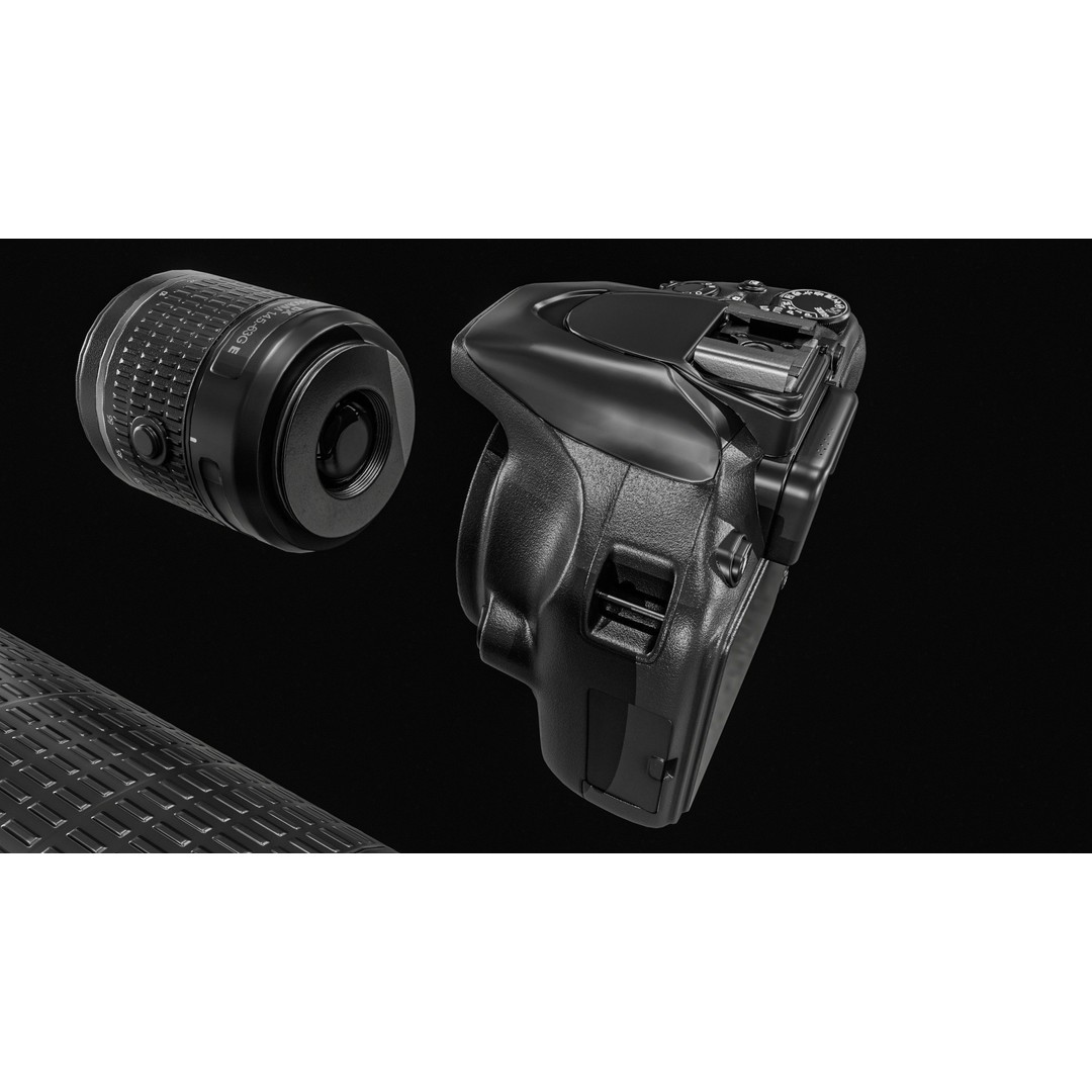 DSLR Camera 3D Model – Low Poly Game Asset with 2 Lenses, PBR Textures - View 14