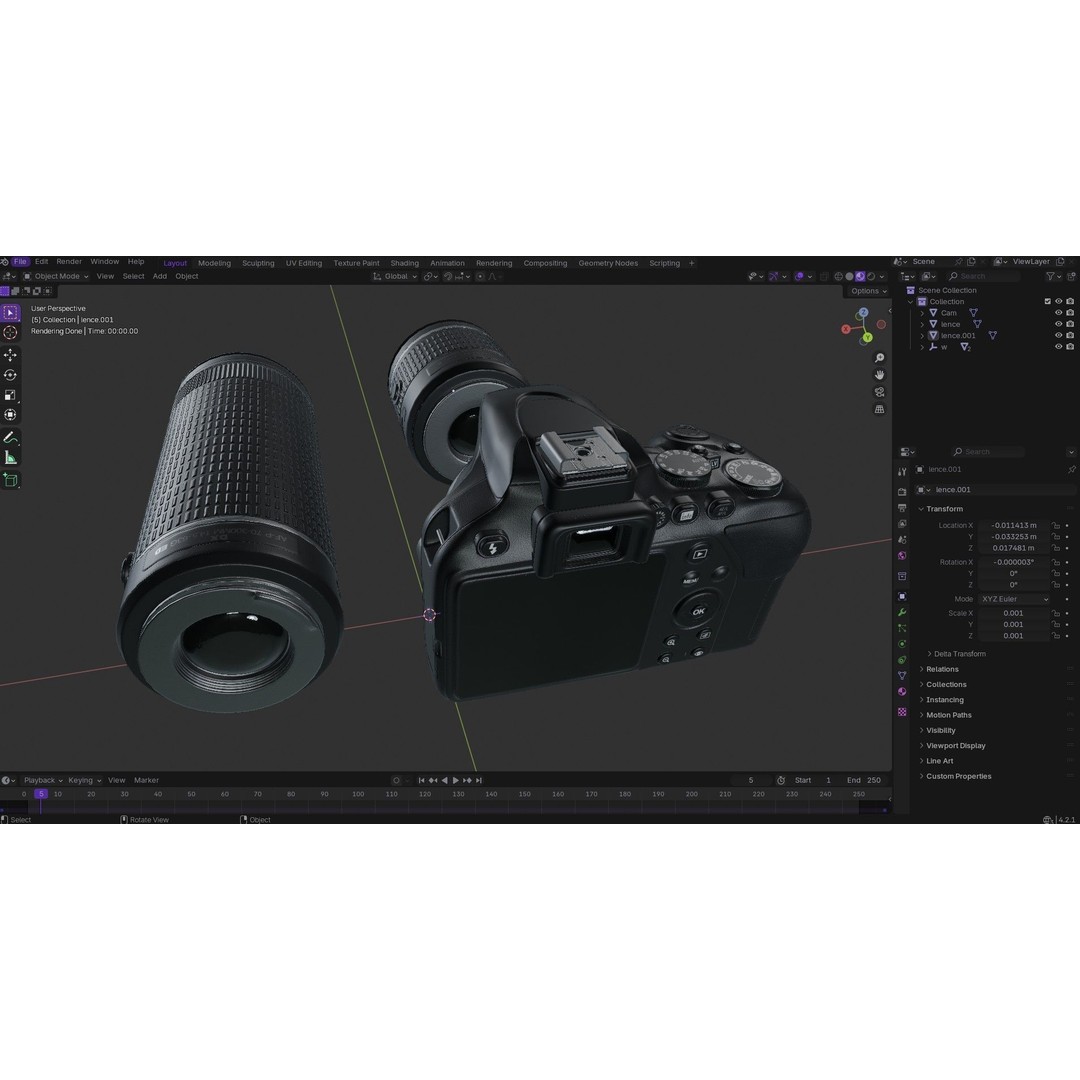 DSLR Camera 3D Model – Low Poly Game Asset with 2 Lenses, PBR Textures - View 26