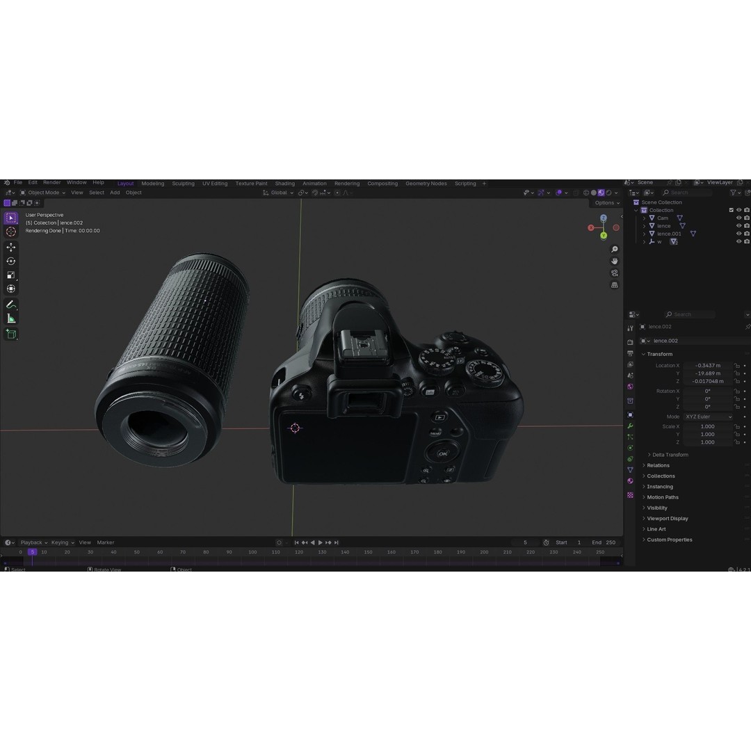 DSLR Camera 3D Model – Low Poly Game Asset with 2 Lenses, PBR Textures - View 27