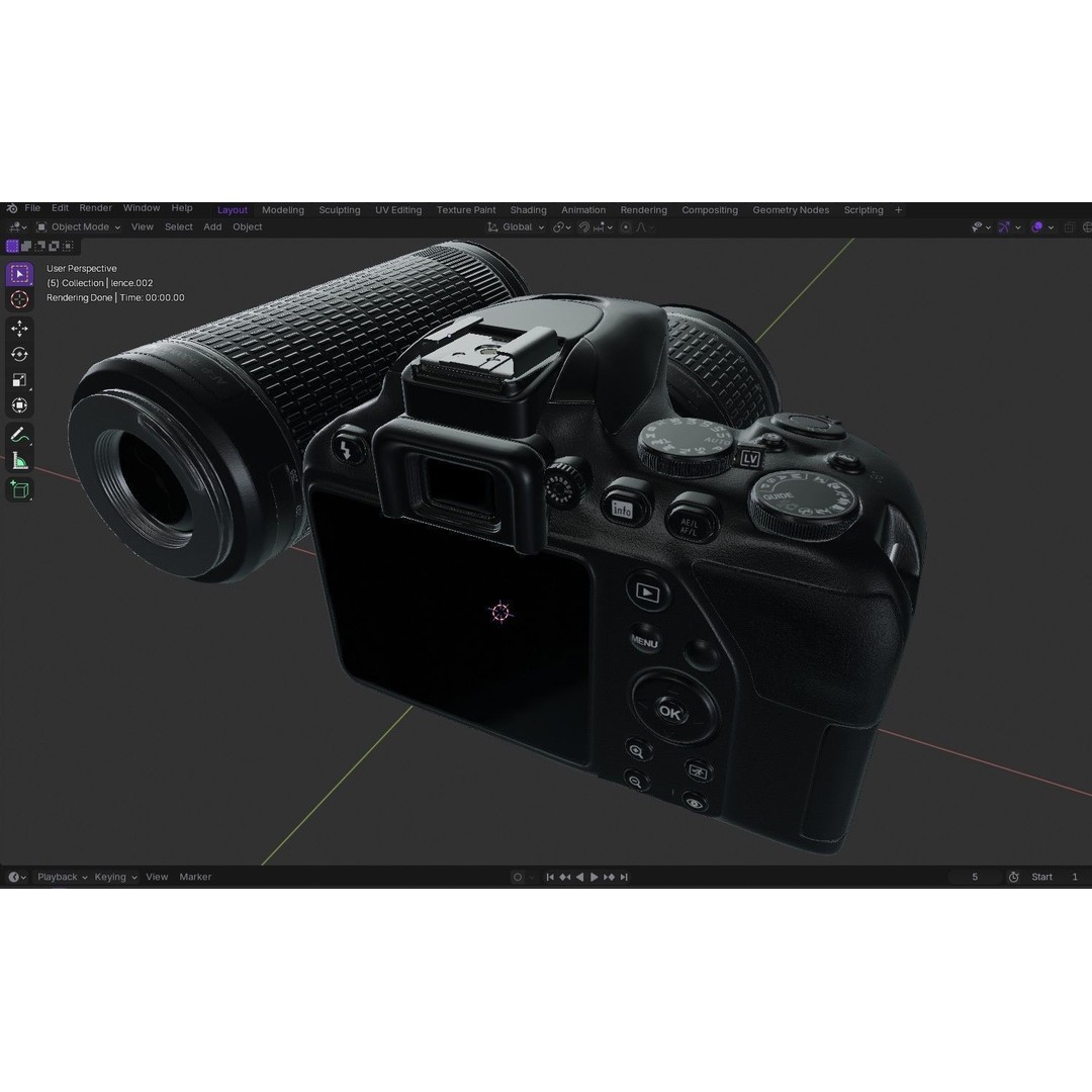 DSLR Camera 3D Model – Low Poly Game Asset with 2 Lenses, PBR Textures - View 28