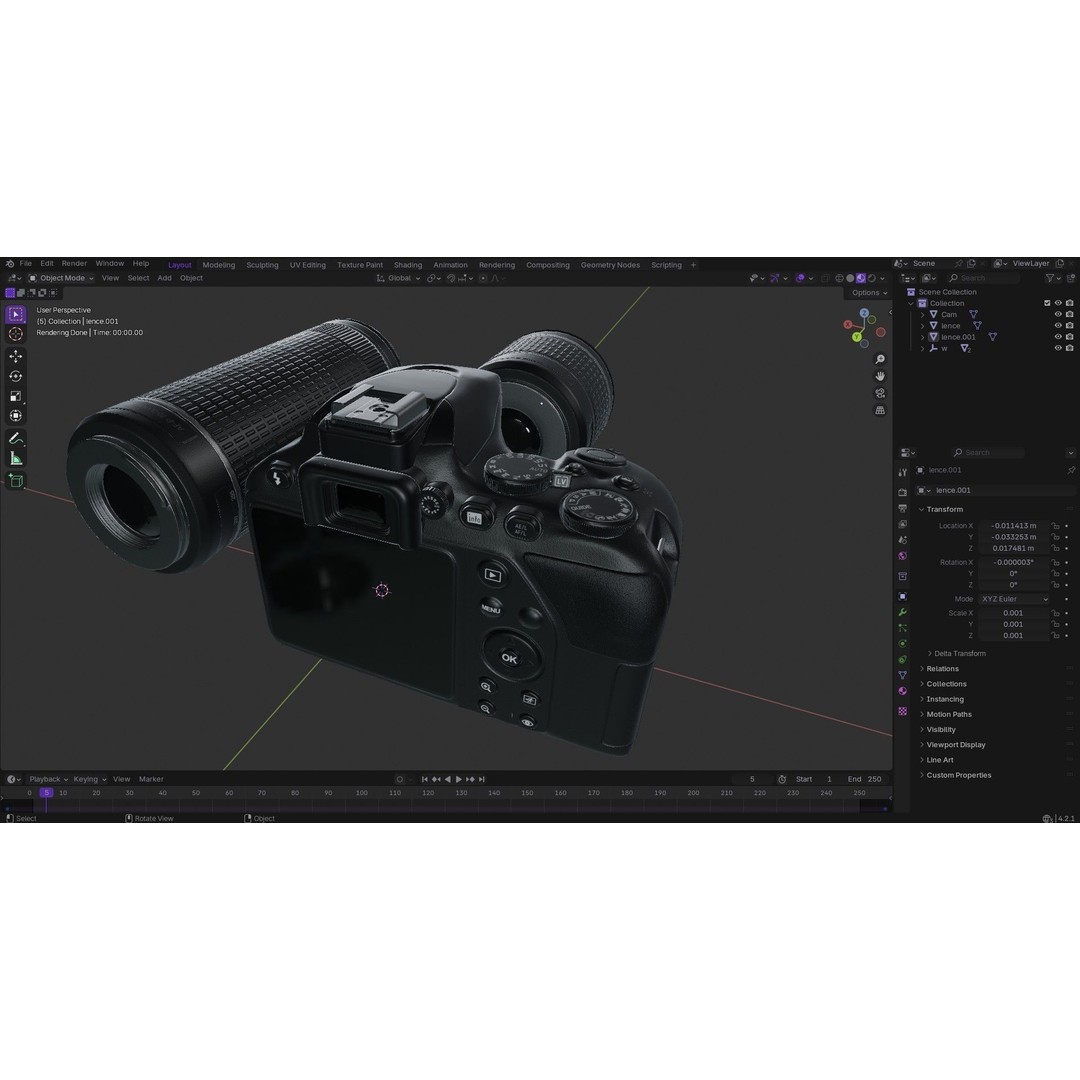 DSLR Camera 3D Model – Low Poly Game Asset with 2 Lenses, PBR Textures - View 31