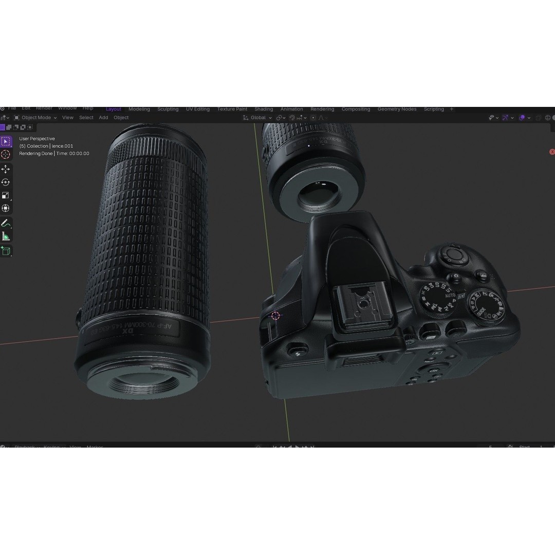 DSLR Camera 3D Model – Low Poly Game Asset with 2 Lenses, PBR Textures - View 32