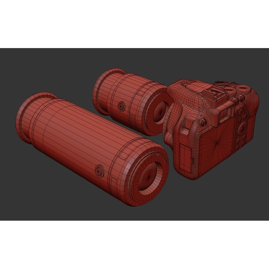 DSLR Camera 3D Model – Low Poly Game Asset with 2 Lenses, PBR Textures - View 35