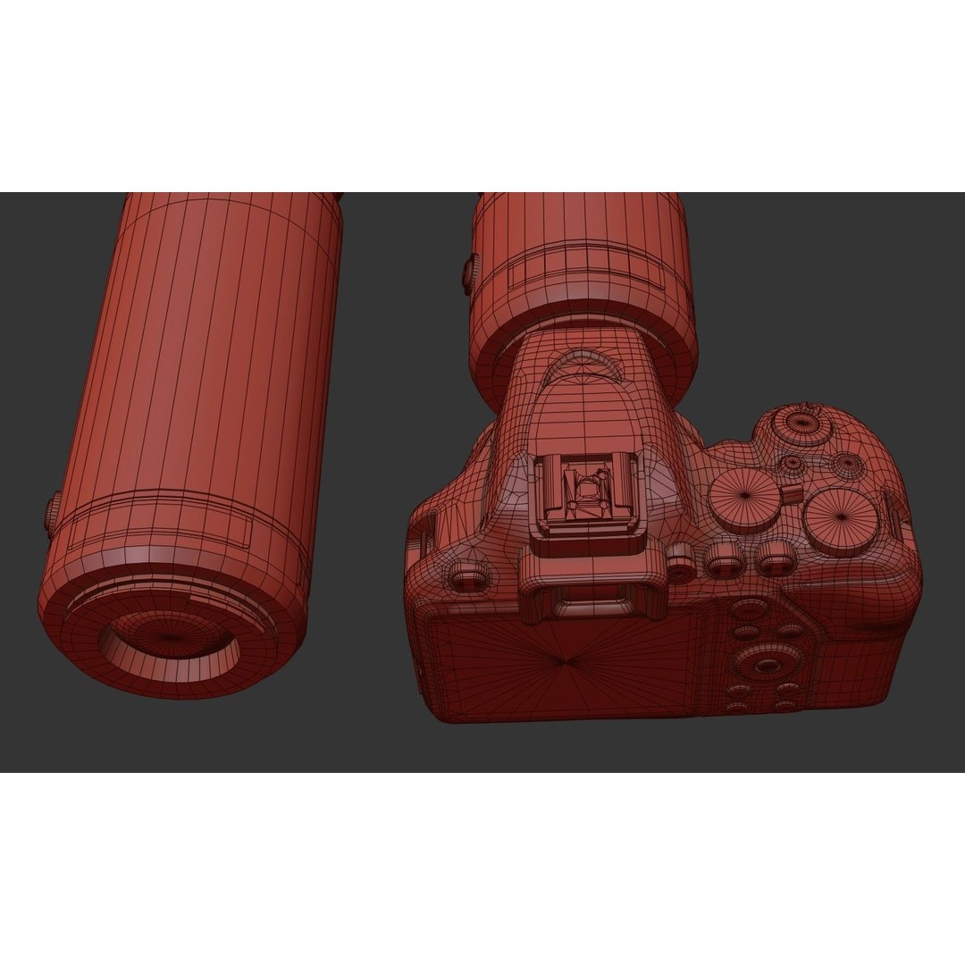 DSLR Camera 3D Model – Low Poly Game Asset with 2 Lenses, PBR Textures - View 36