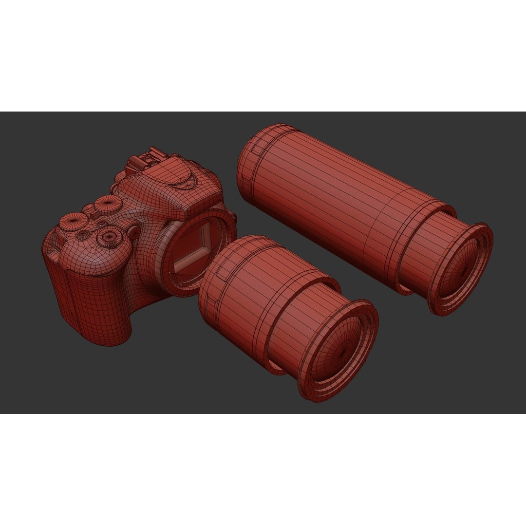 DSLR Camera 3D Model – Low Poly Game Asset with 2 Lenses, PBR Textures - View 37