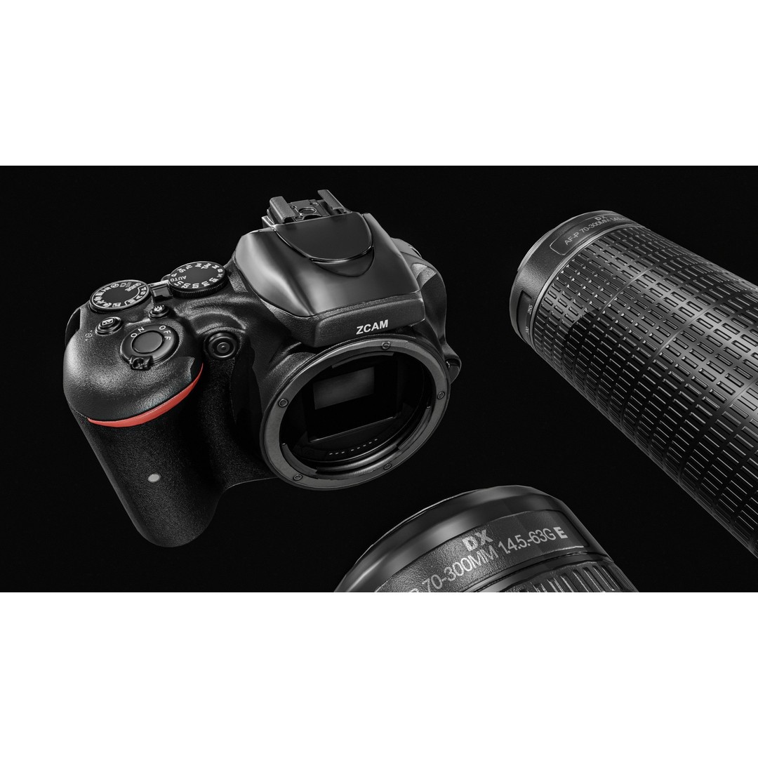 DSLR Camera 3D Model – Low Poly Game Asset with 2 Lenses, PBR Textures - View 7