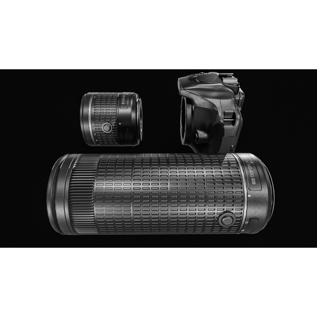 DSLR Camera 3D Model – Low Poly Game Asset with 2 Lenses, PBR Textures - View 8