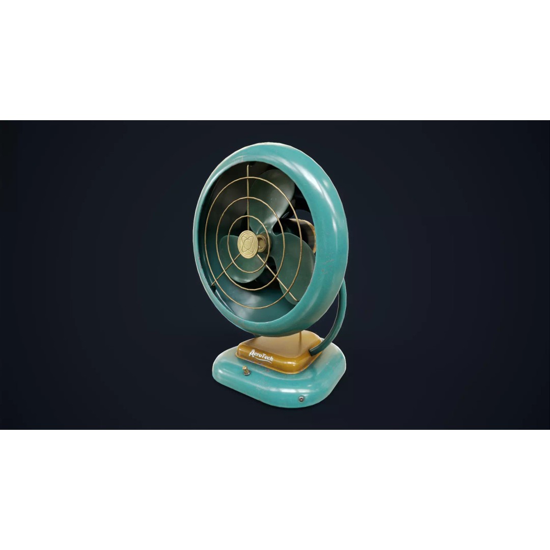 Vintage Fan 3D Model – Low Poly Retro Appliance, Game Ready - View 2