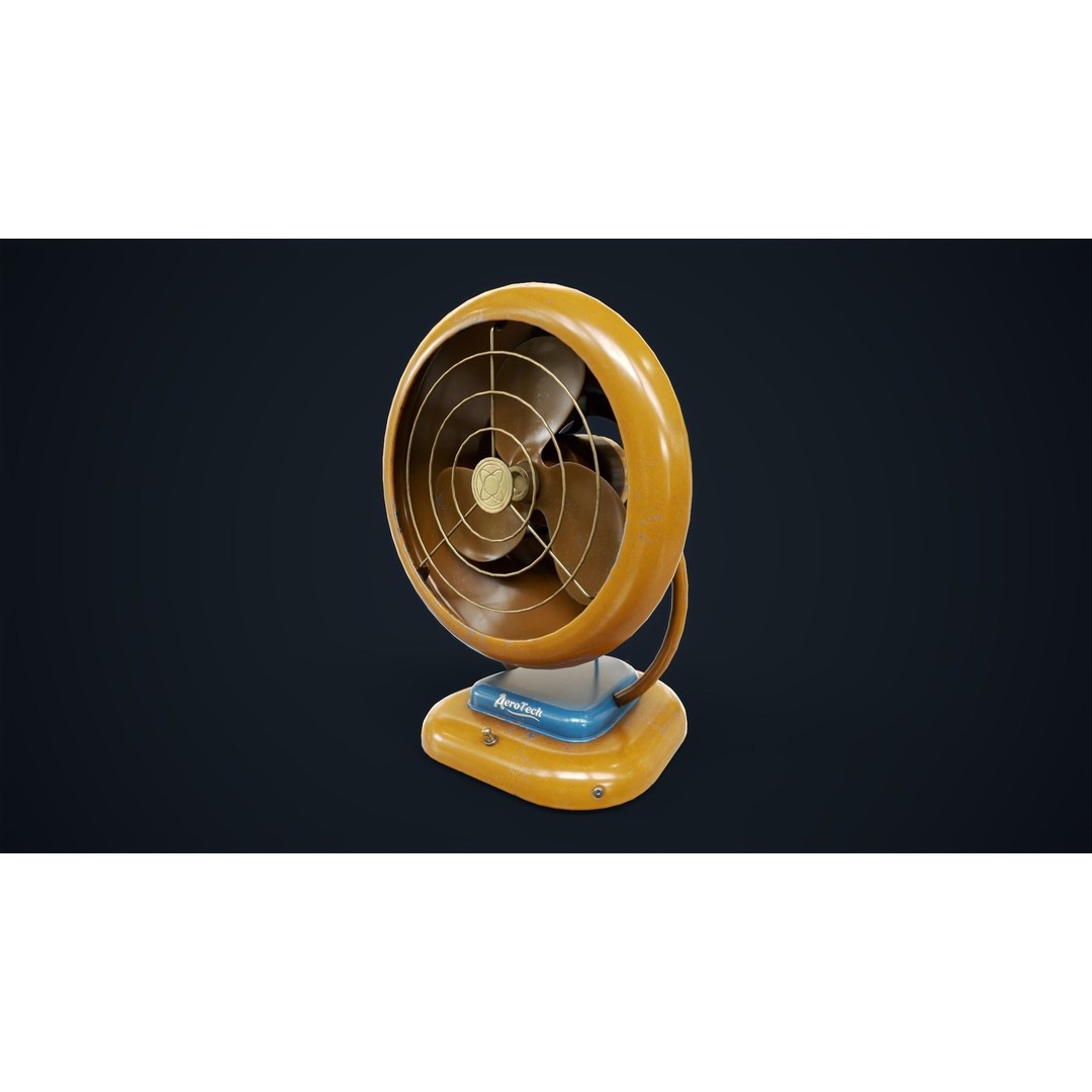 Vintage Fan 3D Model – Low Poly Retro Appliance, Game Ready - View 3