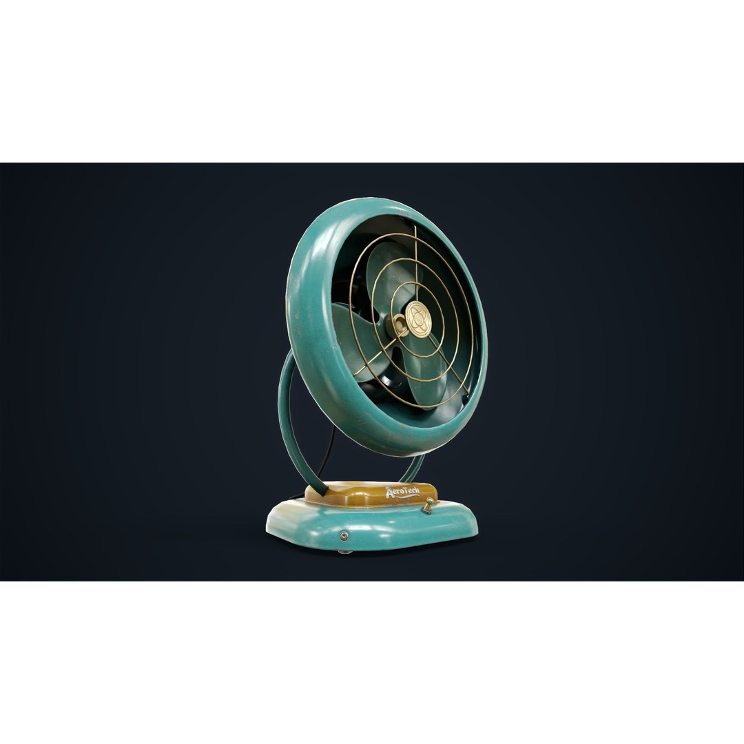 Vintage Fan 3D Model – Low Poly Retro Appliance, Game Ready - View 4
