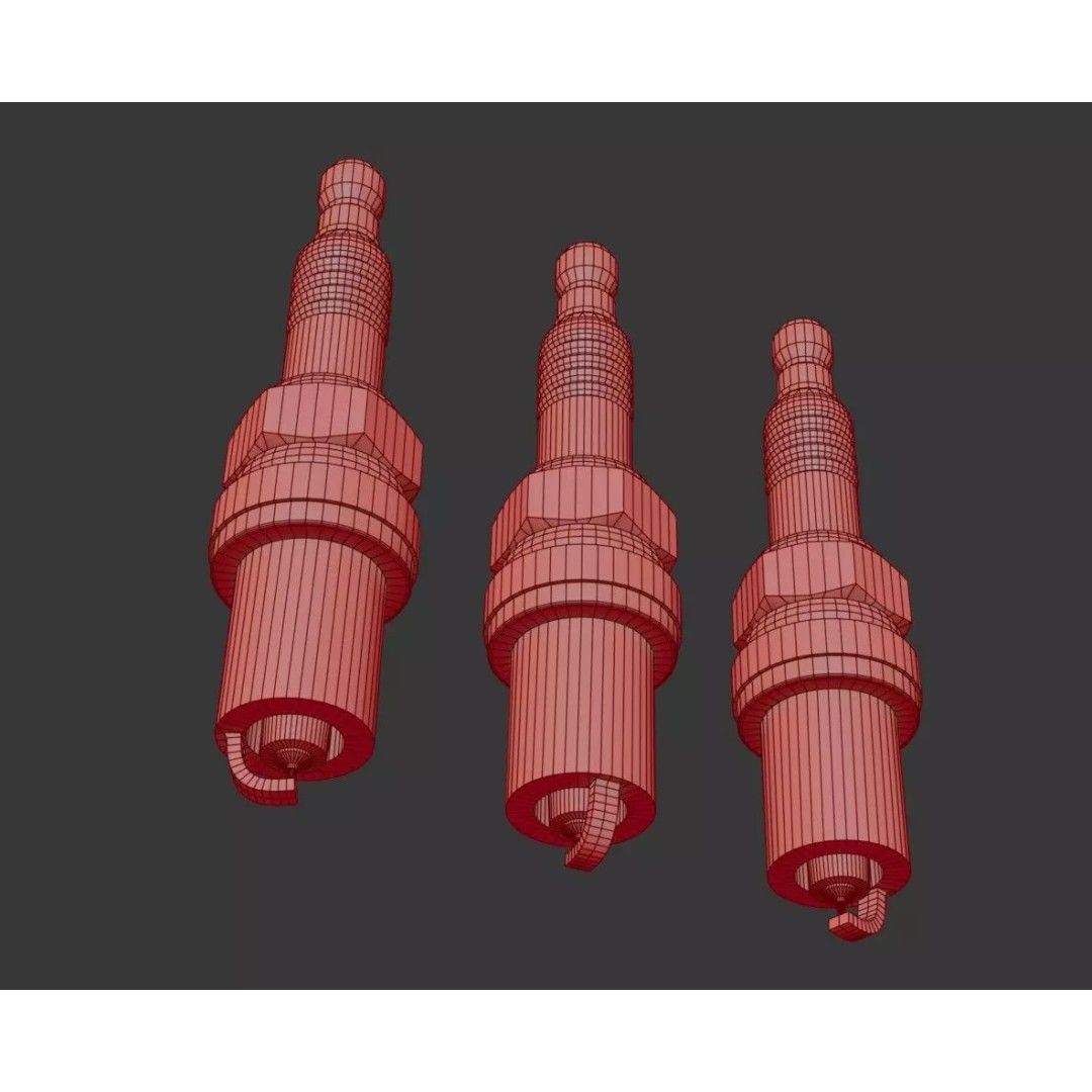 Spark Plug 3D Model – Low Poly PBR Asset for Games, FBX, Blender
