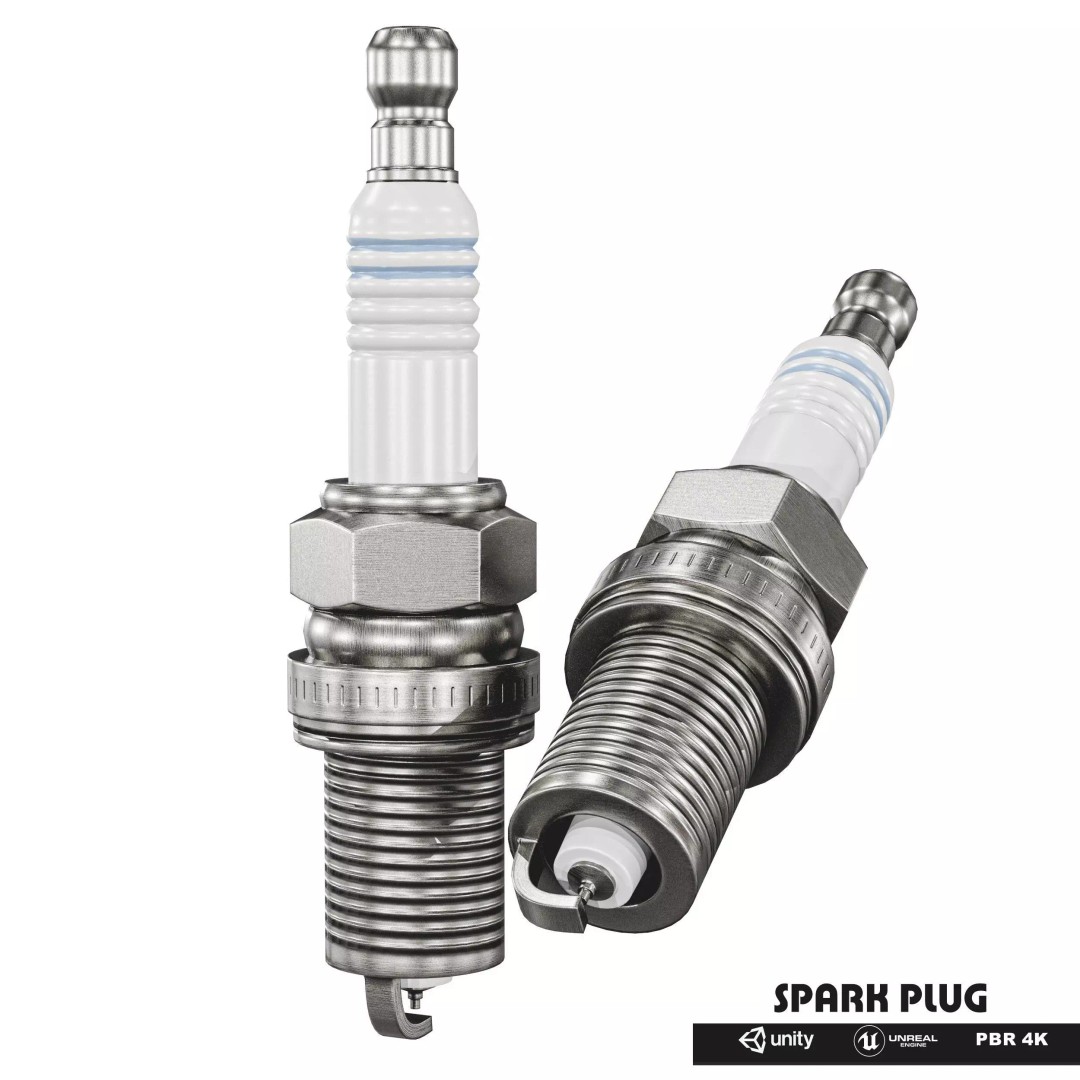 Spark Plug 3D Model – Low Poly PBR Asset for Games, FBX, Blender - View 2