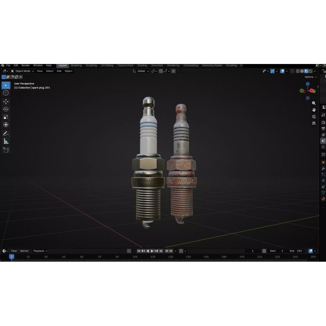 Spark Plug 3D Model – Low Poly PBR Asset for Games, FBX, Blender - View 27