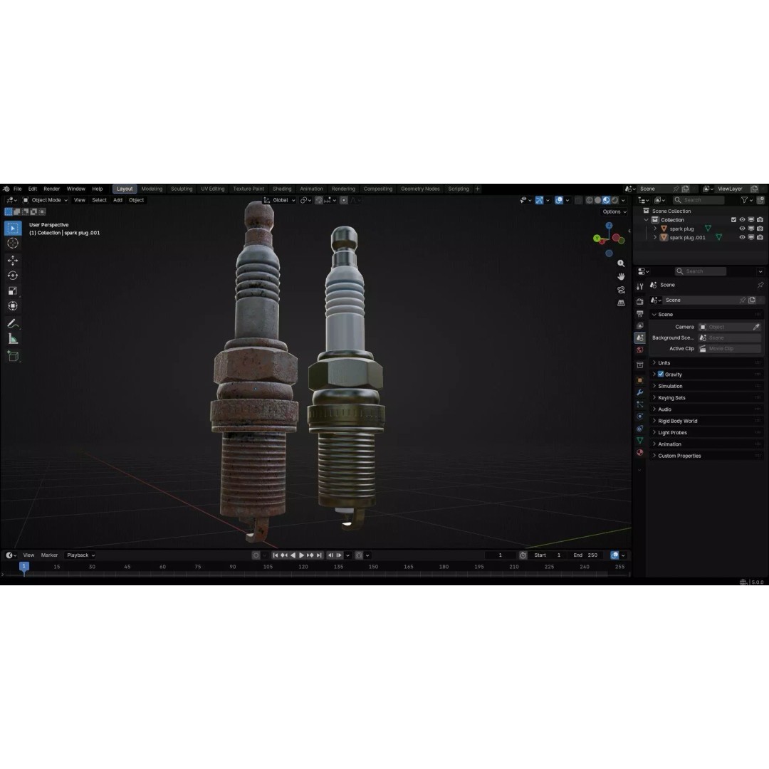 Spark Plug 3D Model – Low Poly PBR Asset for Games, FBX, Blender - View 28