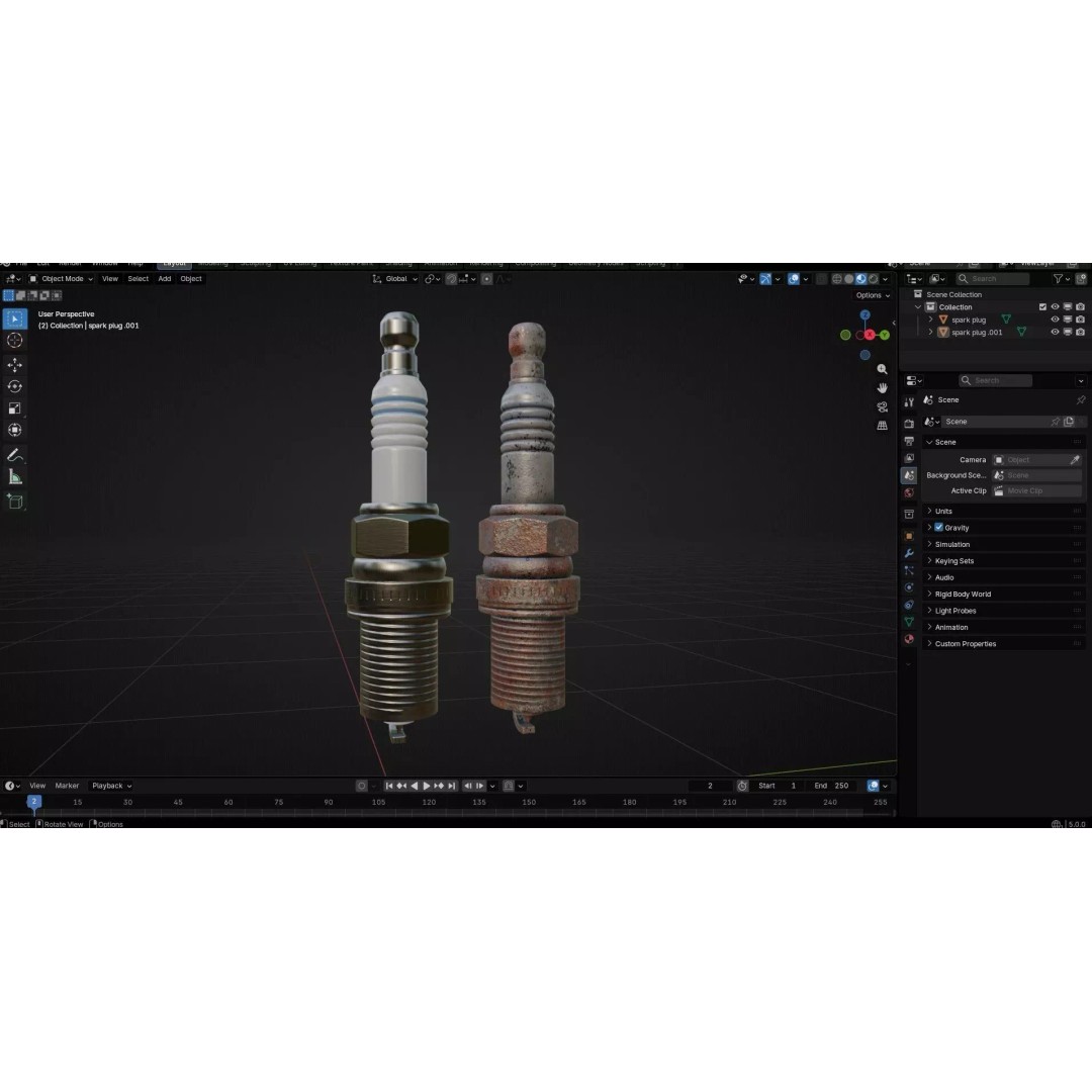 Spark Plug 3D Model – Low Poly PBR Asset for Games, FBX, Blender - View 29