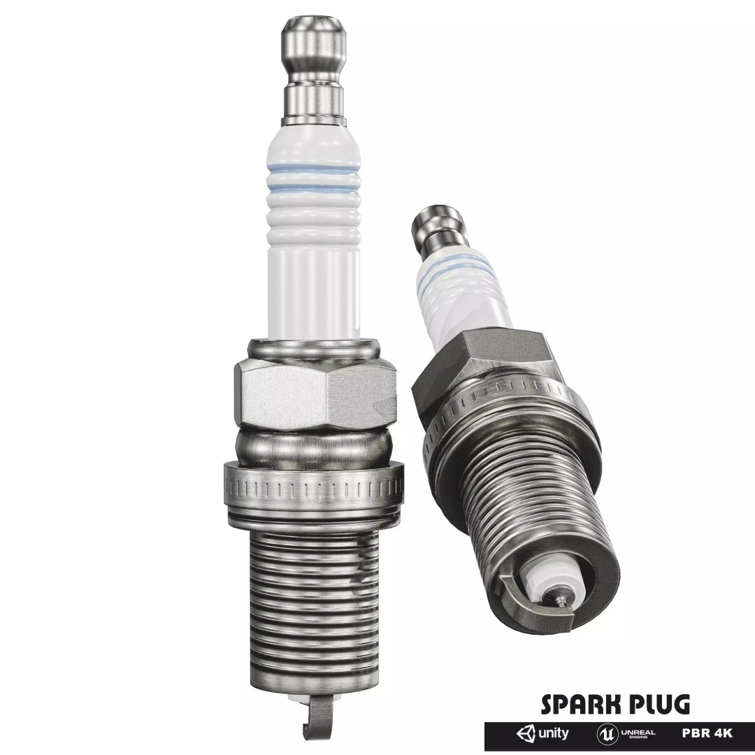 Spark Plug 3D Model – Low Poly PBR Asset for Games, FBX, Blender - View 3