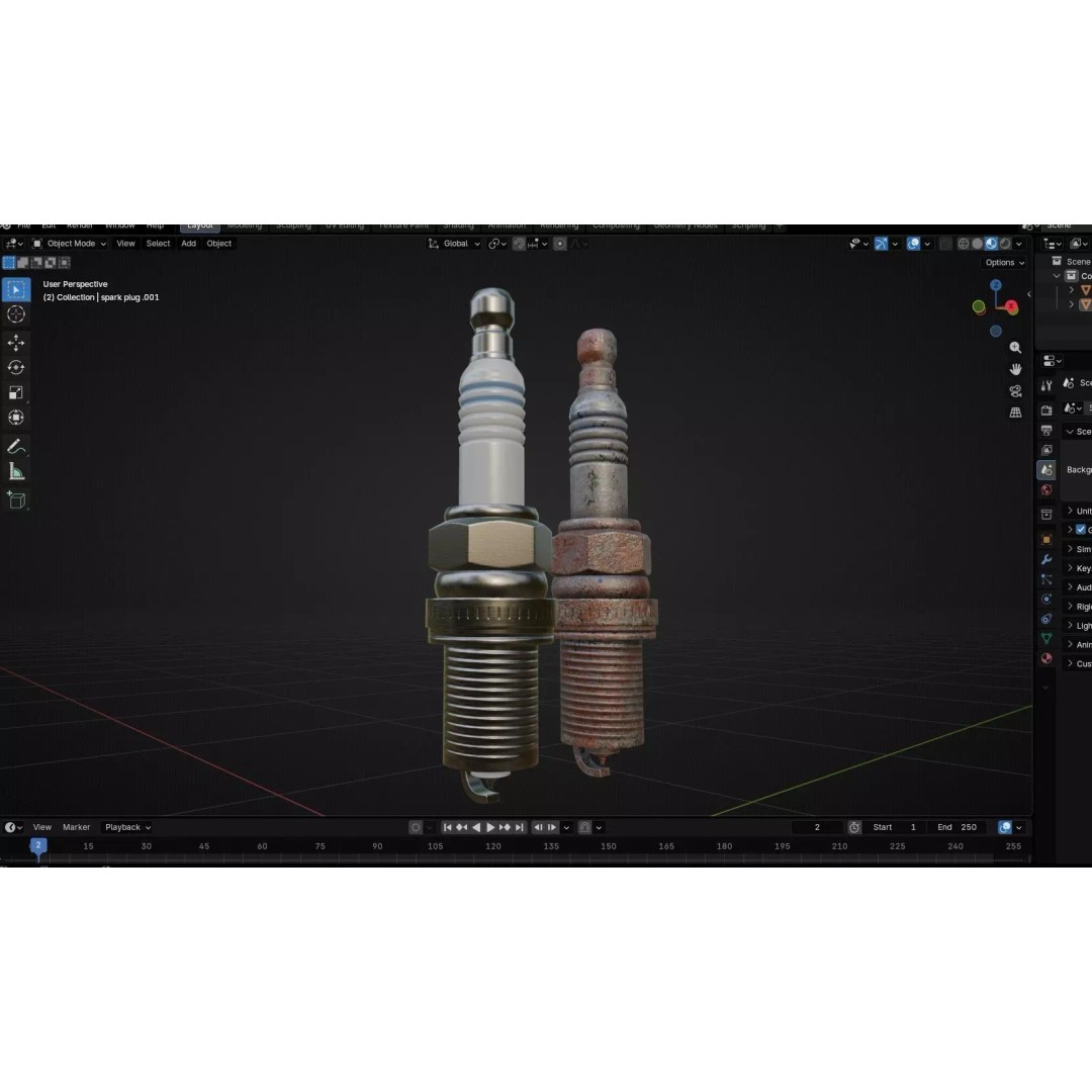 Spark Plug 3D Model – Low Poly PBR Asset for Games, FBX, Blender - View 30