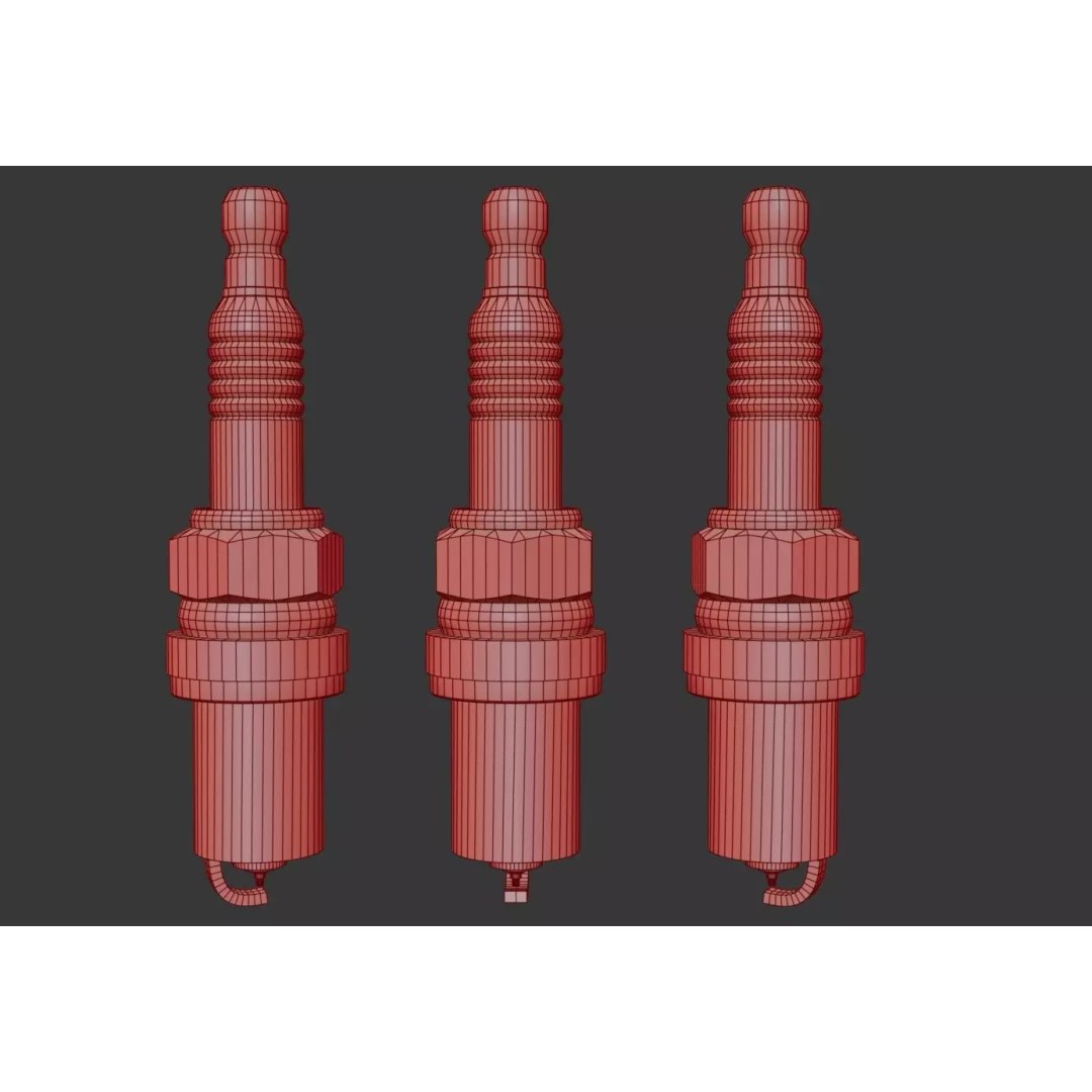 Spark Plug 3D Model – Low Poly PBR Asset for Games, FBX, Blender - View 31