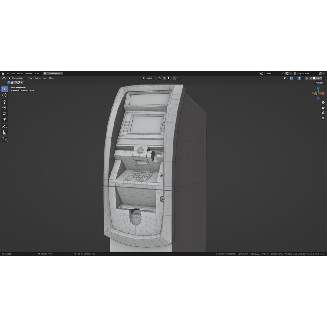 ATM Machine 3D Model – Low Poly PBR Asset for Games, FBX
