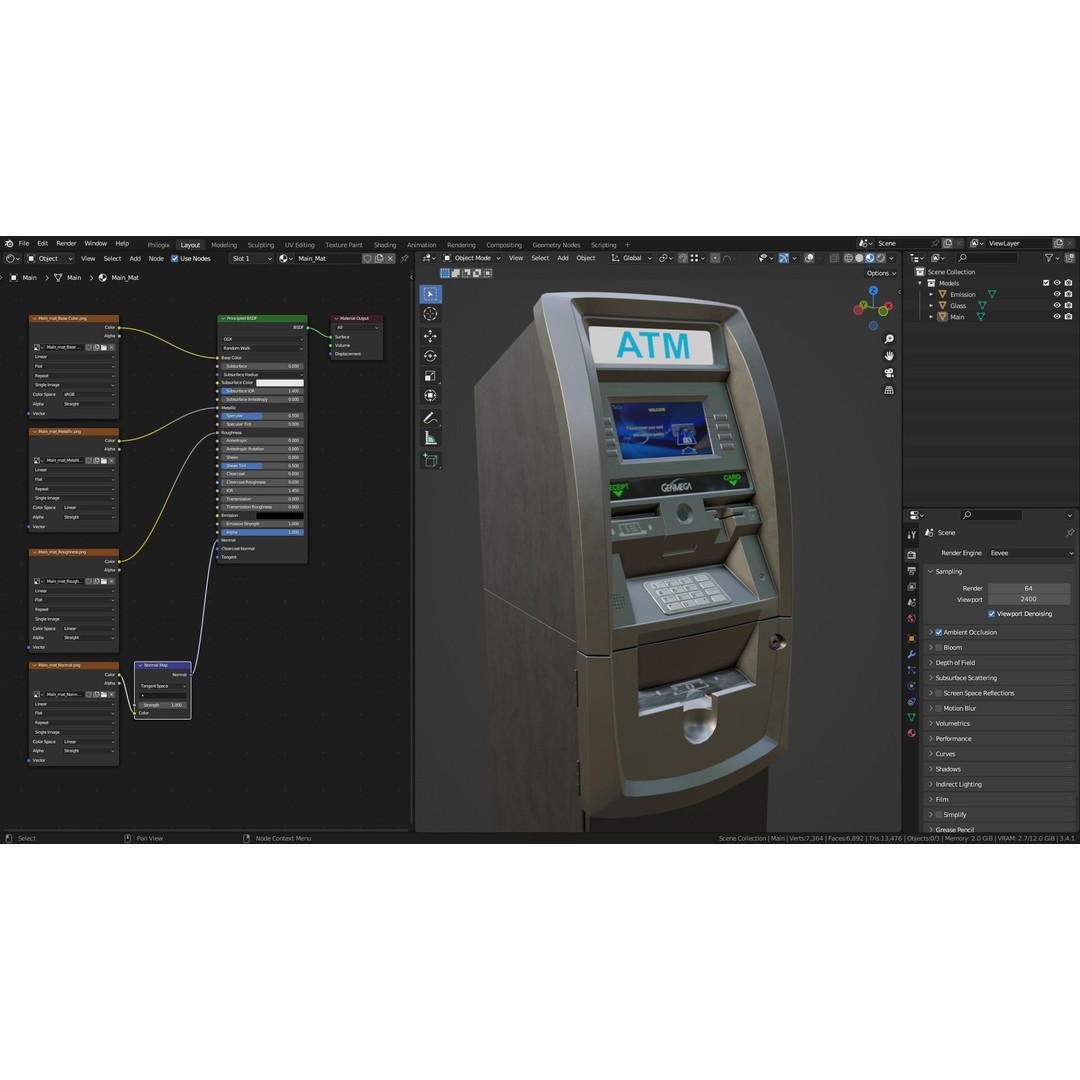 ATM Machine 3D Model – Low Poly PBR Asset for Games, FBX - View 14