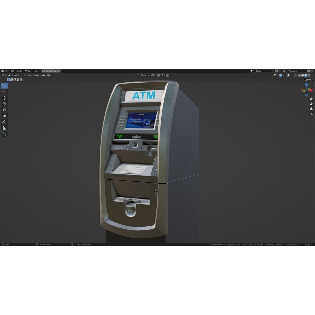 ATM Machine 3D Model – Low Poly PBR Asset for Games, FBX - View 15