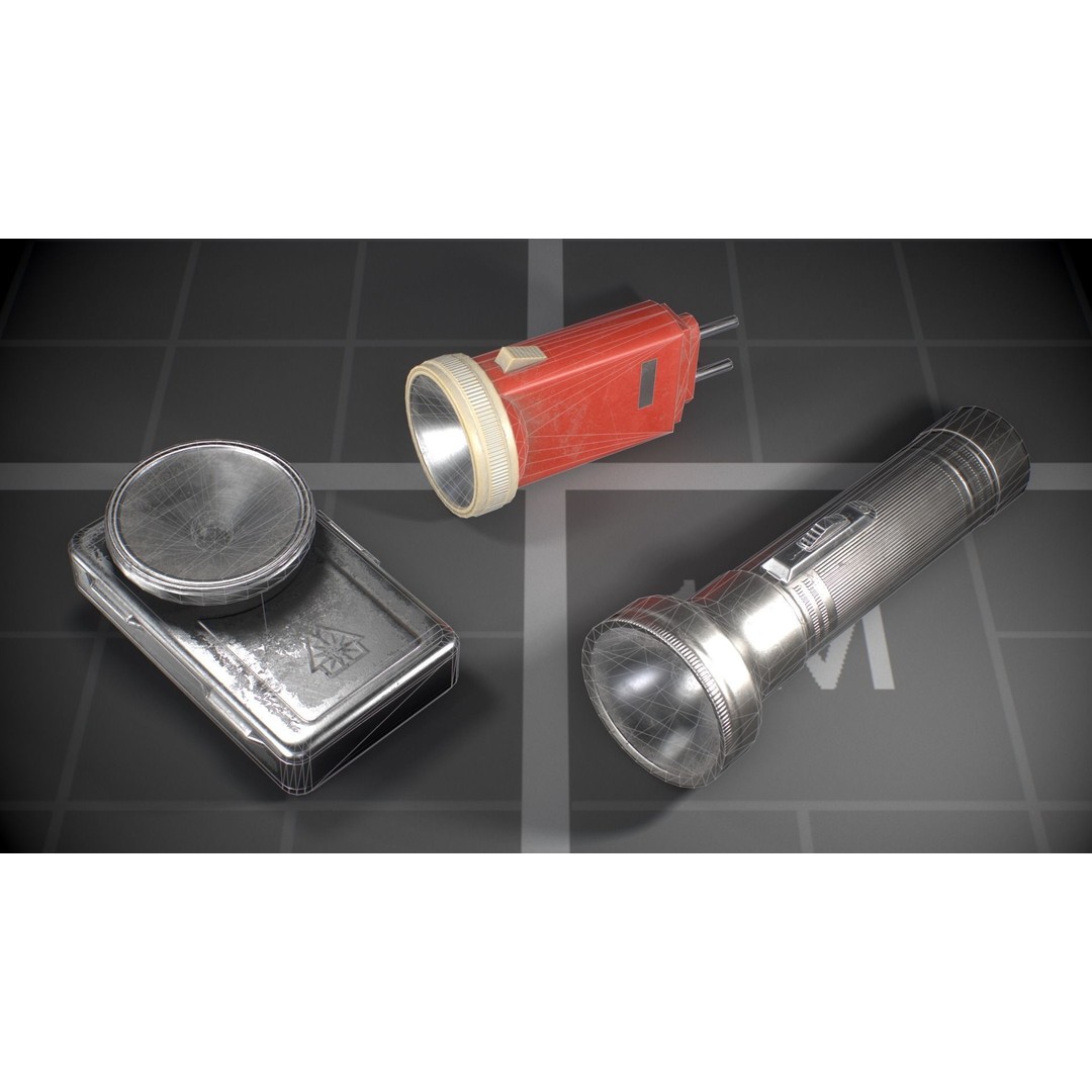 Used Soviet Flashlights 3D Model – Low Poly Game Asset, FBX - View 10