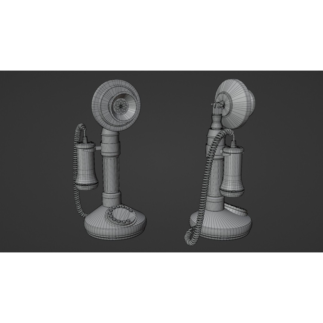 Vintage Candlestick Telephone 3D Model – Low Poly PBR Game Asset, FBX, OBJ