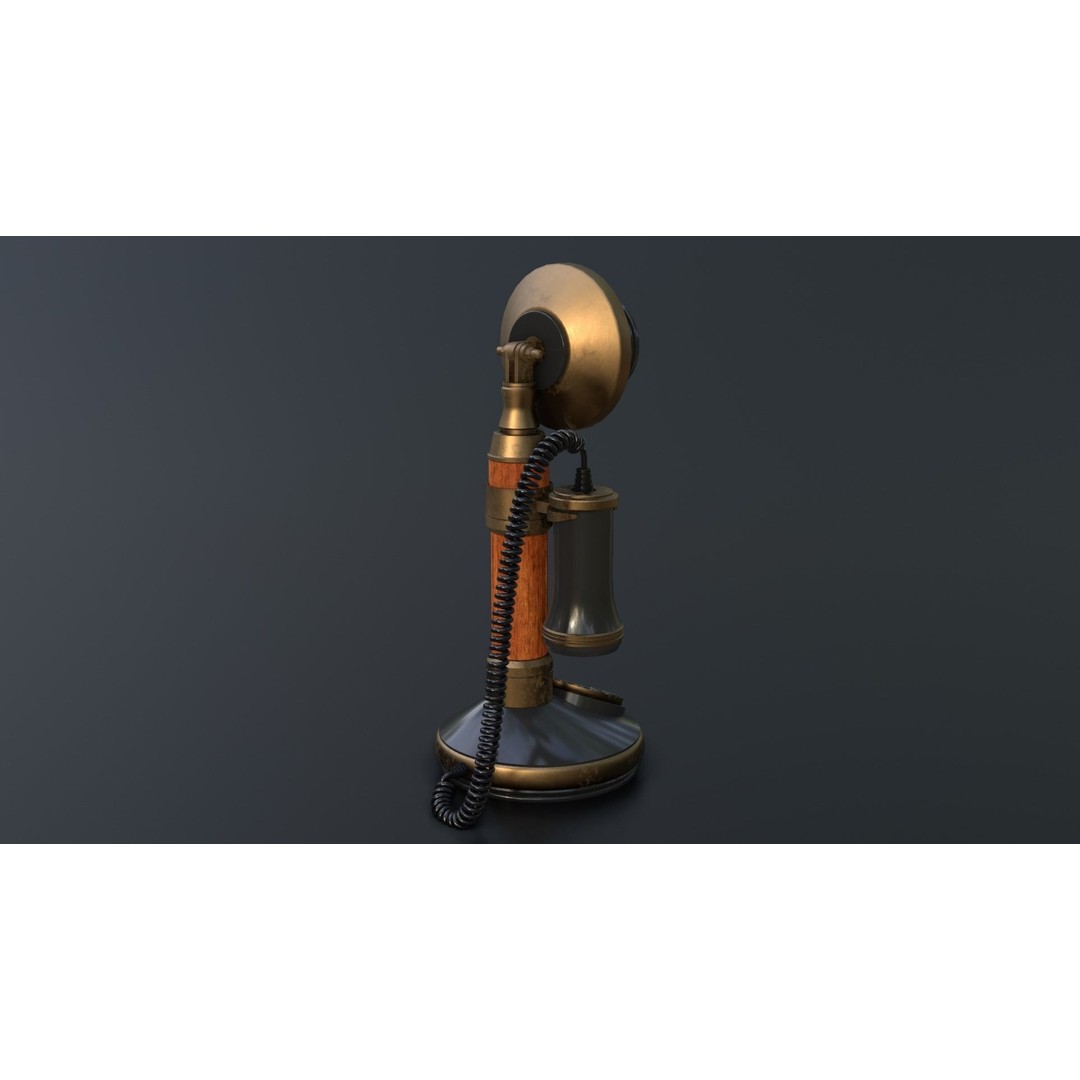 Vintage Candlestick Telephone 3D Model – Low Poly PBR Game Asset, FBX, OBJ - View 13