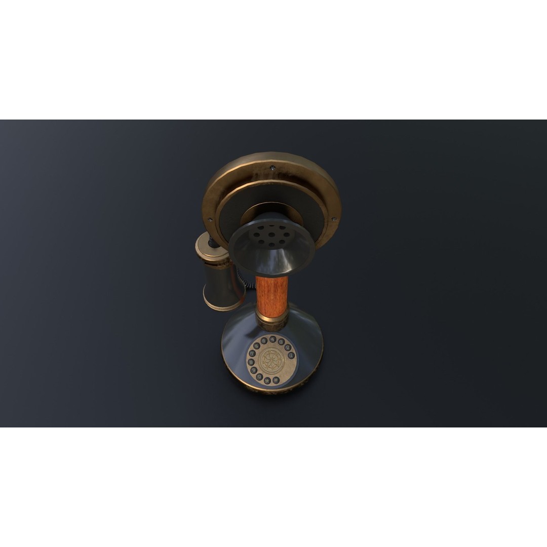 Vintage Candlestick Telephone 3D Model – Low Poly PBR Game Asset, FBX, OBJ - View 7