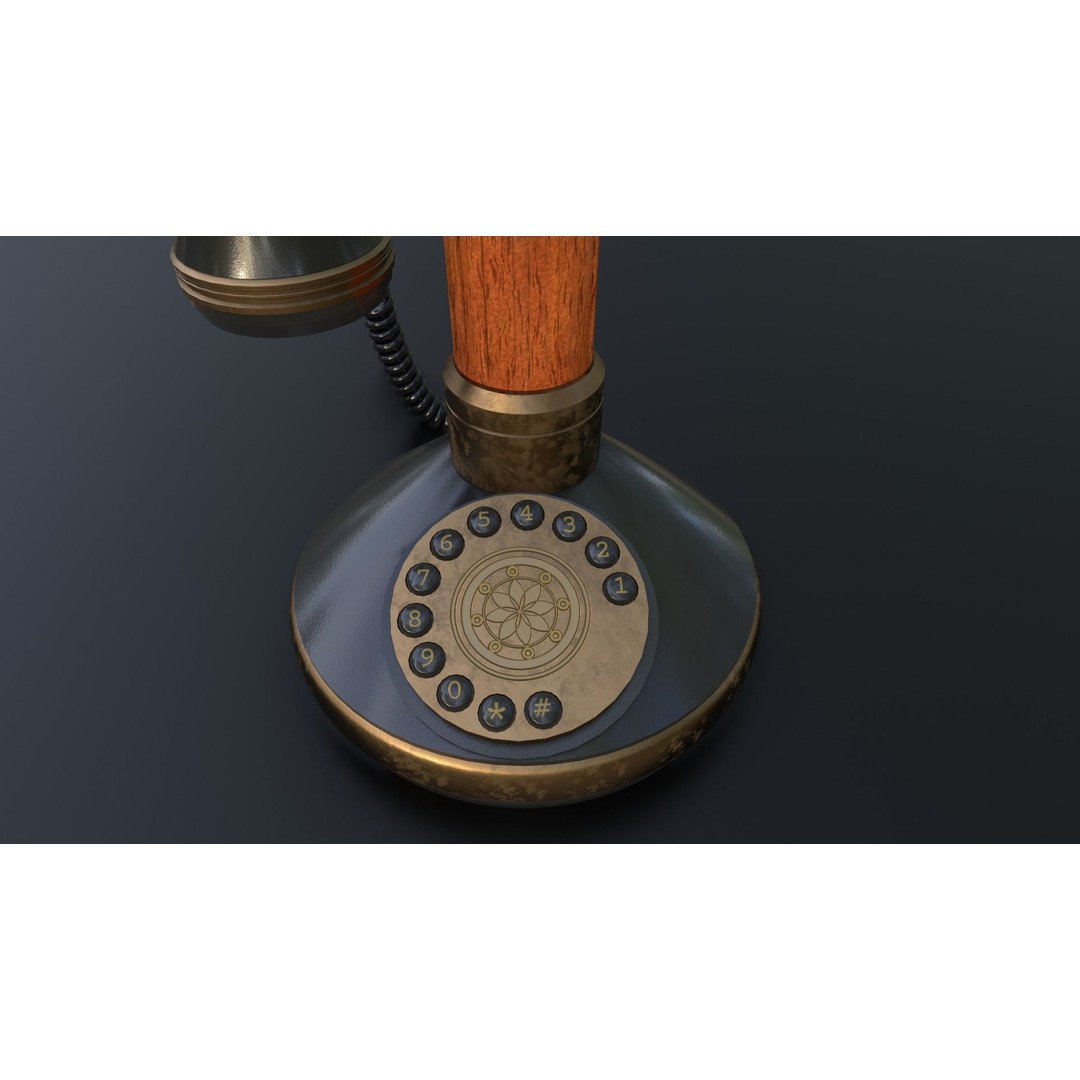 Vintage Candlestick Telephone 3D Model – Low Poly PBR Game Asset, FBX, OBJ - View 8