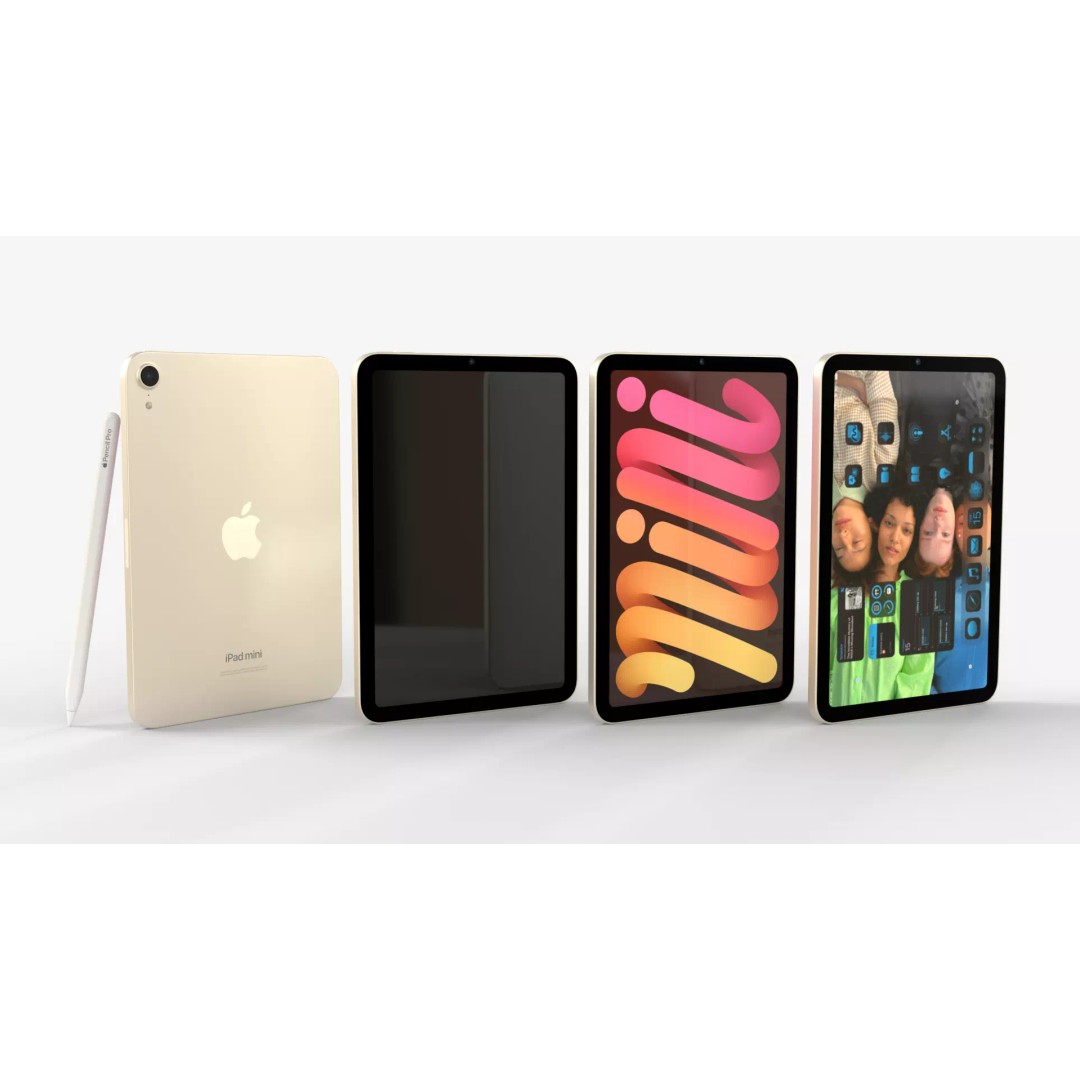 Apple iPad mini 2024 3D Model – Starlight PBR Game Asset, FBX & GLB - View 2