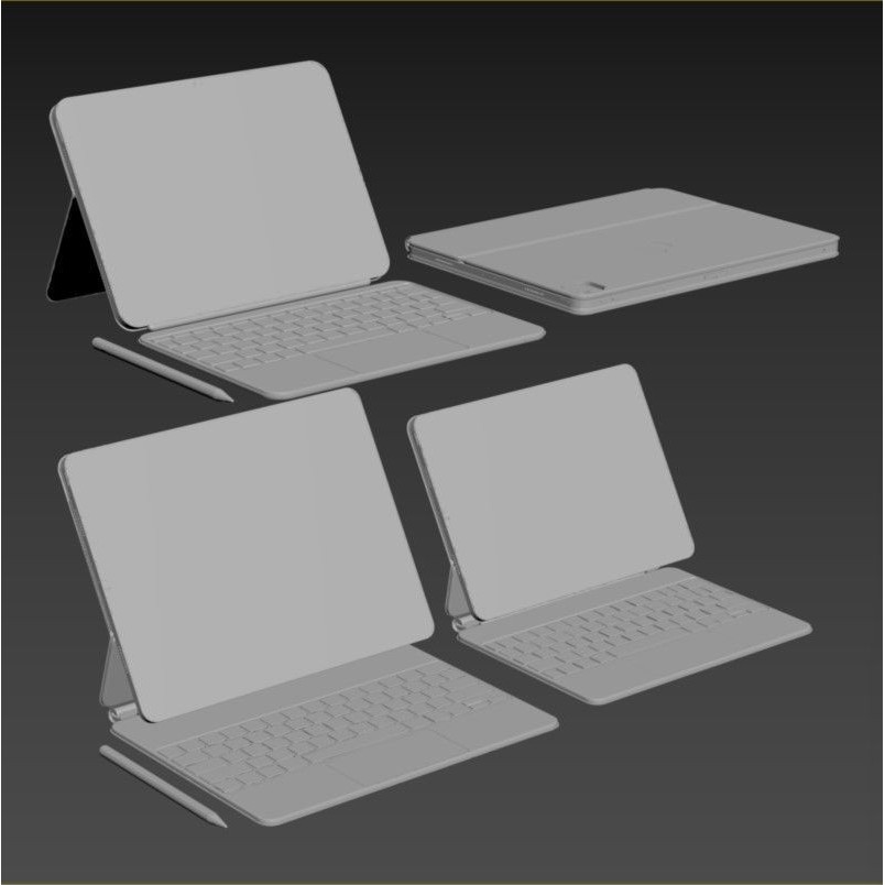iPad Pro with Keyboard 3D Model – High Poly, PBR Textured, FBX