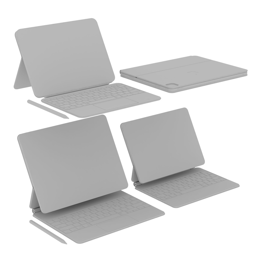 iPad Pro with Keyboard 3D Model – High Poly, PBR Textured, FBX - View 5