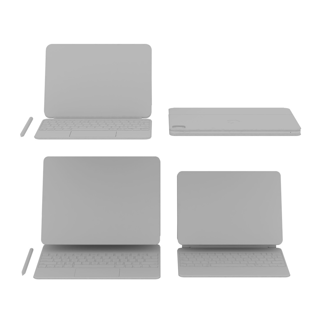 iPad Pro with Keyboard 3D Model – High Poly, PBR Textured, FBX - View 6