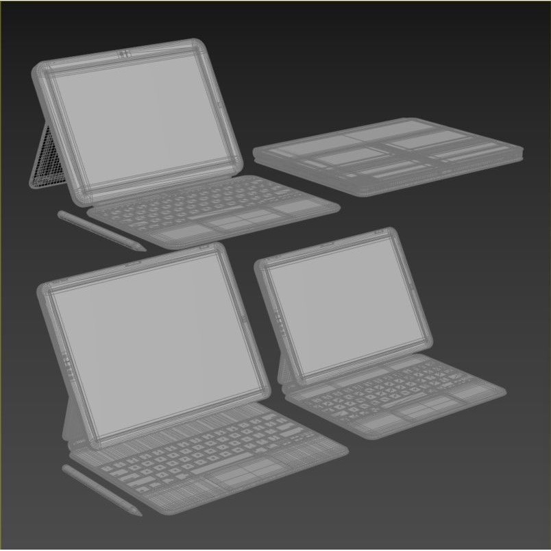 iPad Pro with Keyboard 3D Model – High Poly, PBR Textured, FBX - View 8