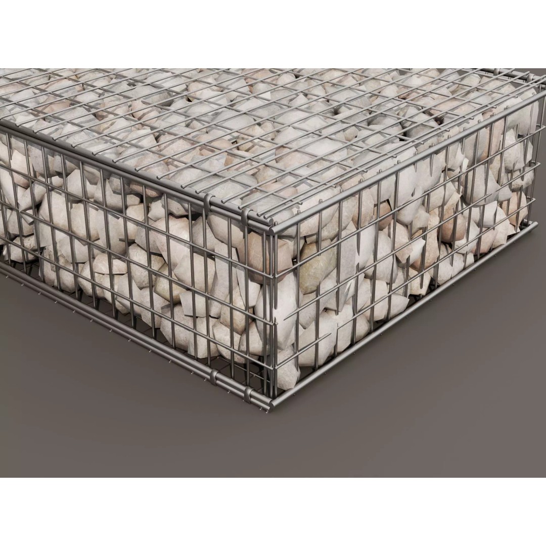 Gabion Stone Wall 3D Model – Low Poly Game Asset, FBX, PBR - View 12