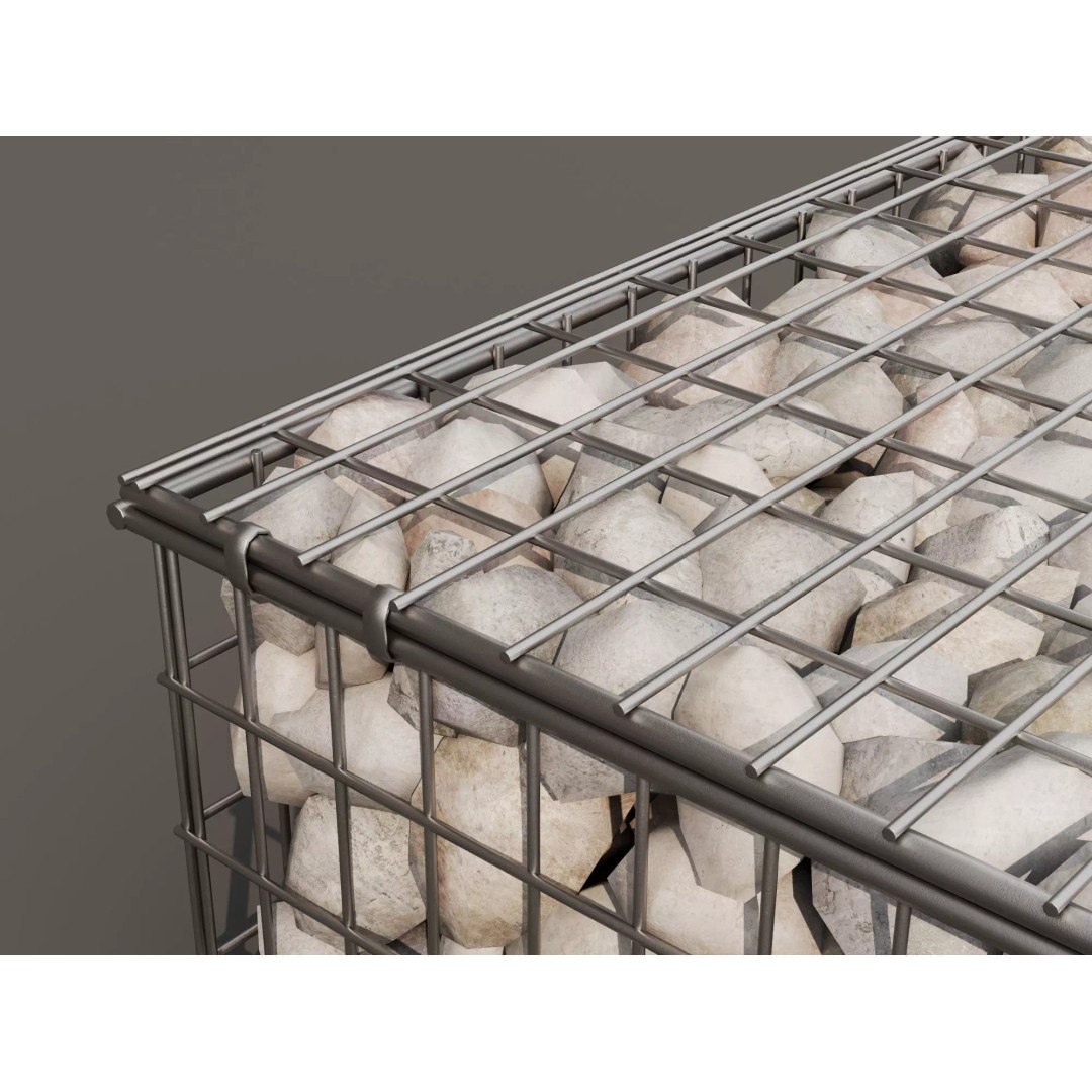 Gabion Stone Wall 3D Model – Low Poly Game Asset, FBX, PBR - View 13