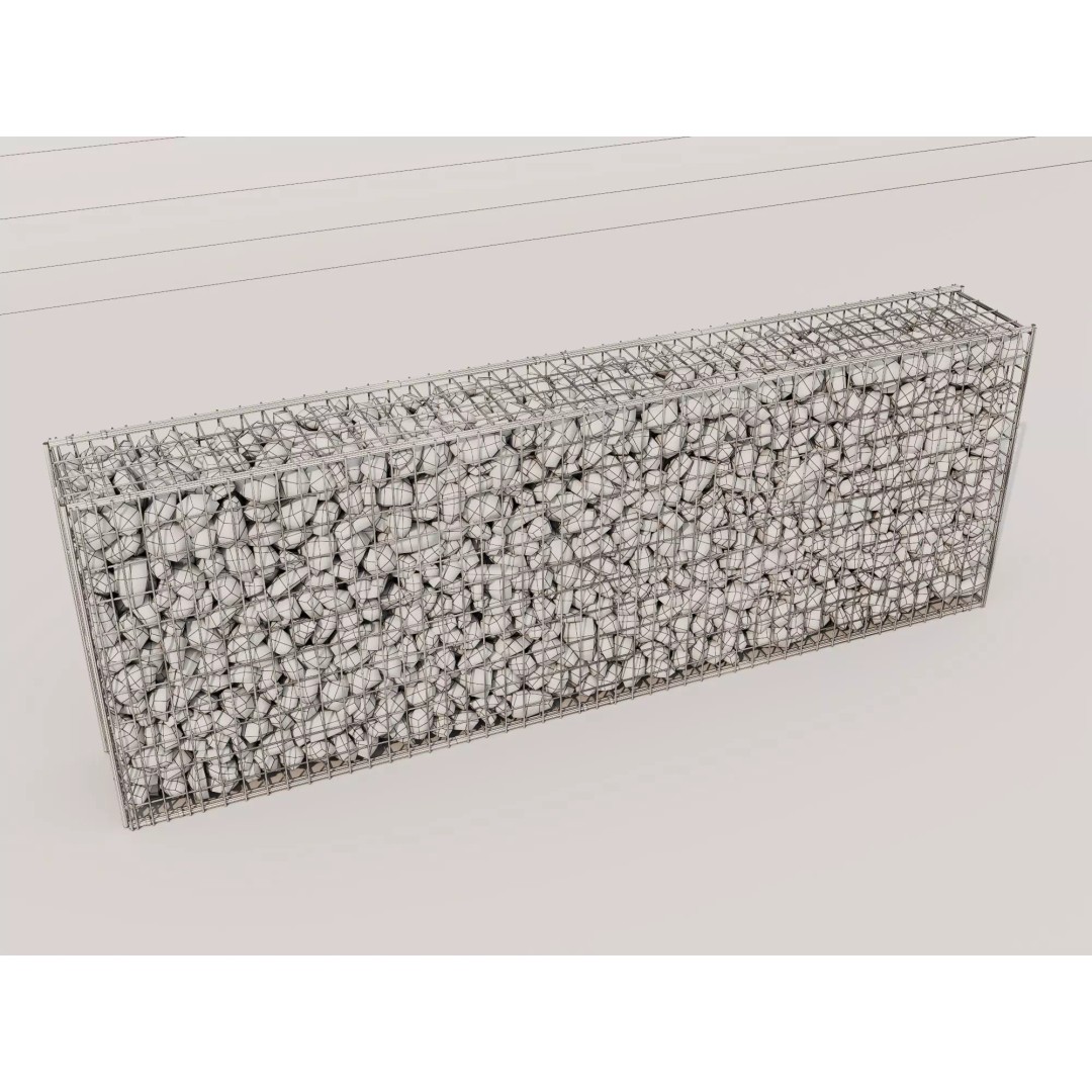 Gabion Stone Wall 3D Model – Low Poly Game Asset, FBX, PBR - View 15