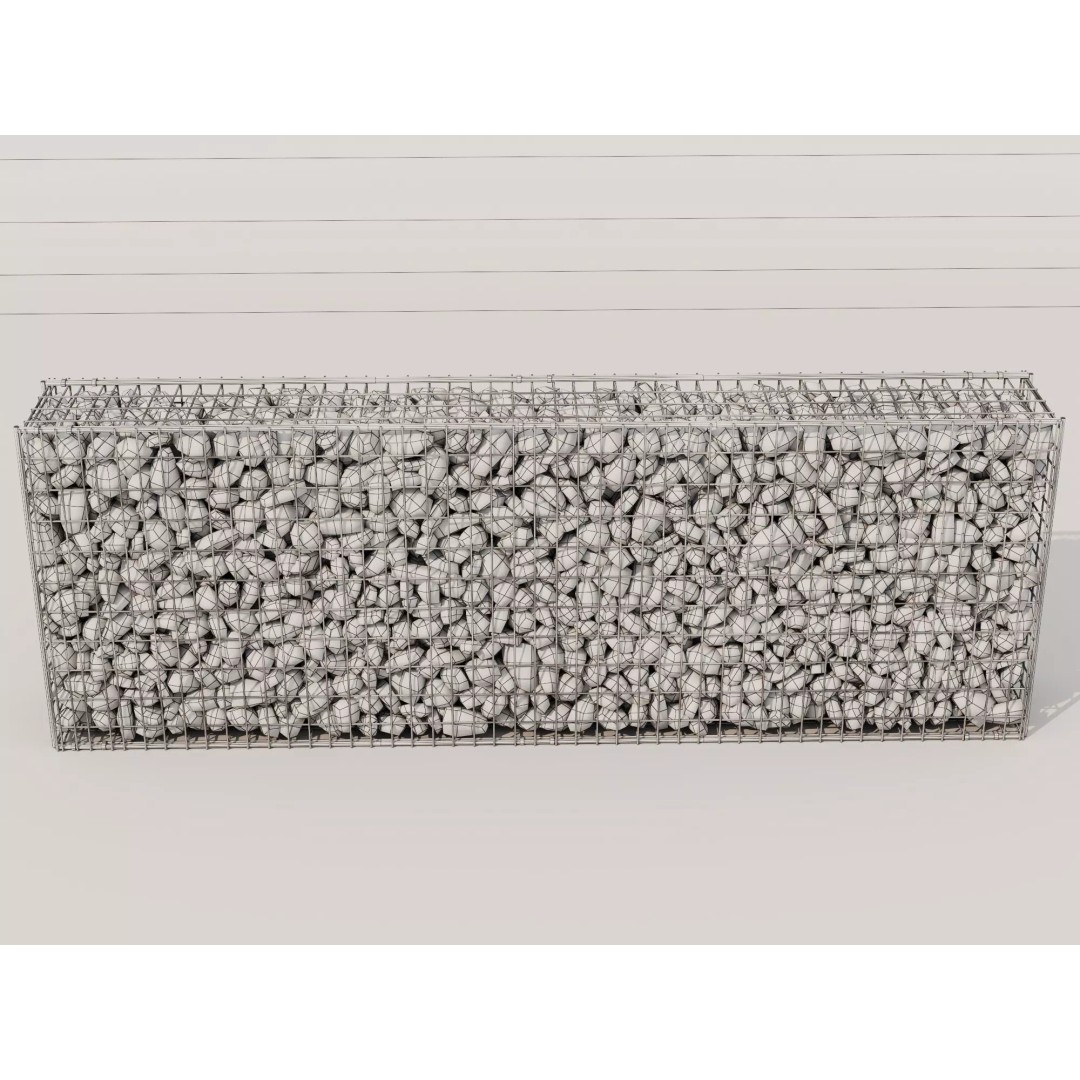 Gabion Stone Wall 3D Model – Low Poly Game Asset, FBX, PBR - View 16