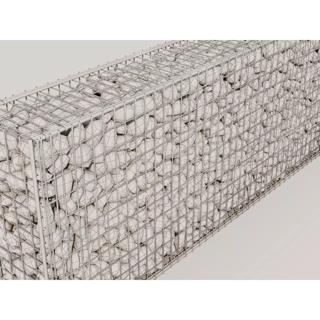 Gabion Stone Wall 3D Model – Low Poly Game Asset, FBX, PBR - View 20