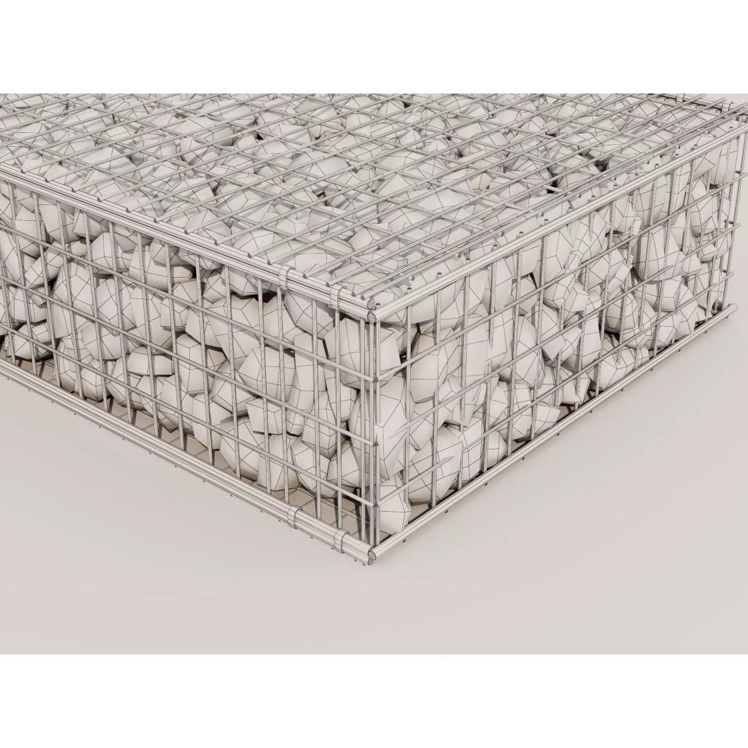 Gabion Stone Wall 3D Model – Low Poly Game Asset, FBX, PBR - View 21