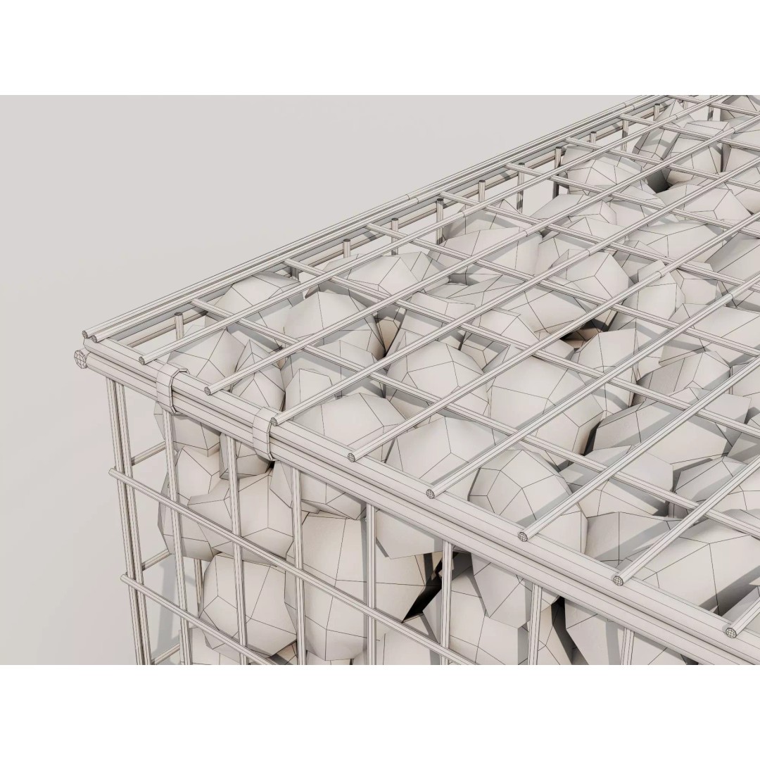 Gabion Stone Wall 3D Model – Low Poly Game Asset, FBX, PBR - View 22