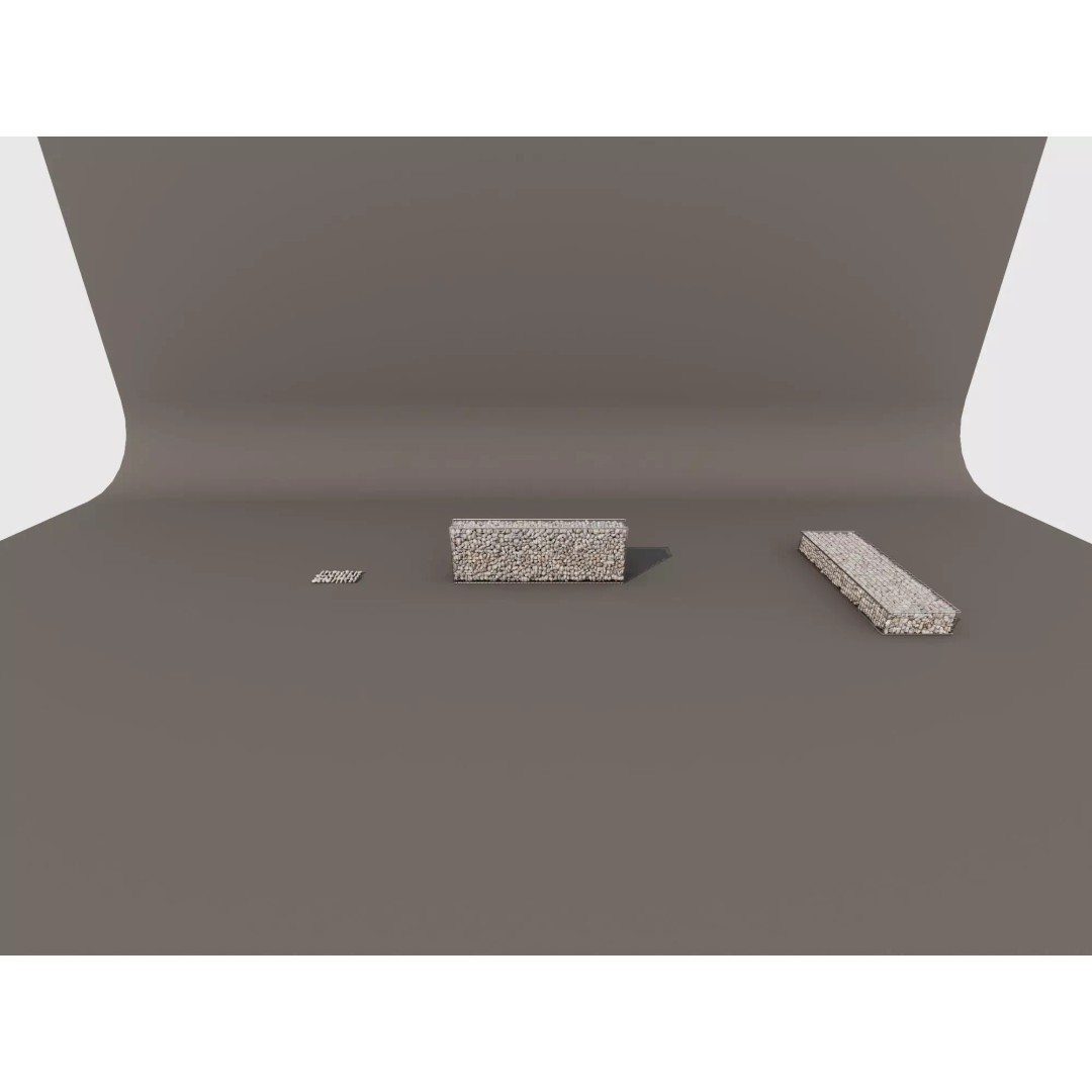 Gabion Stone Wall 3D Model – Low Poly Game Asset, FBX, PBR - View 24