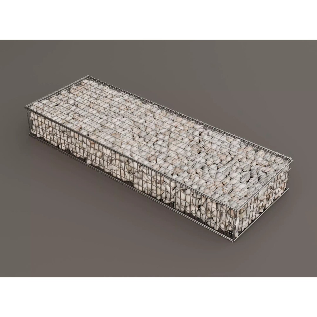 Gabion Stone Wall 3D Model – Low Poly Game Asset, FBX, PBR - View 5