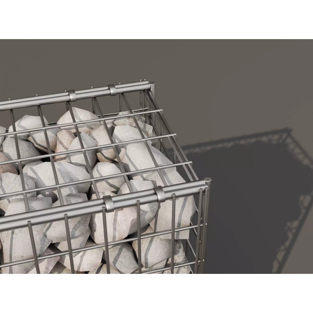Gabion Stone Wall 3D Model – Low Poly Game Asset, FBX, PBR - View 7
