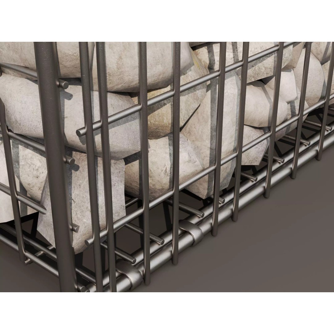 Gabion Stone Wall 3D Model – Low Poly Game Asset, FBX, PBR - View 9